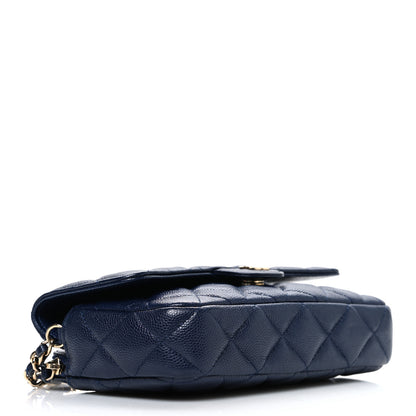 Chanel Caviar Quilted Flap Phone Holder With Chain Navy Blue 4 of 11