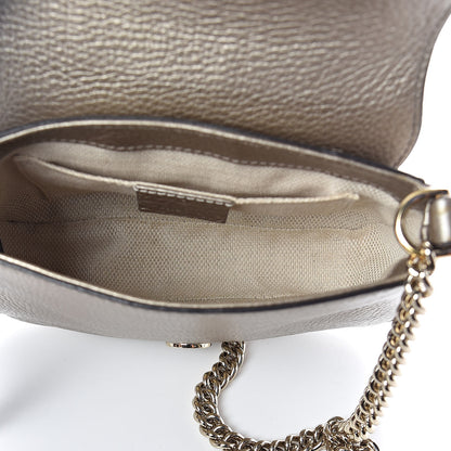 Gucci Metallic Pebbled Calfskin Small Soho Flap Crossbody Golden Beige 5 of 8