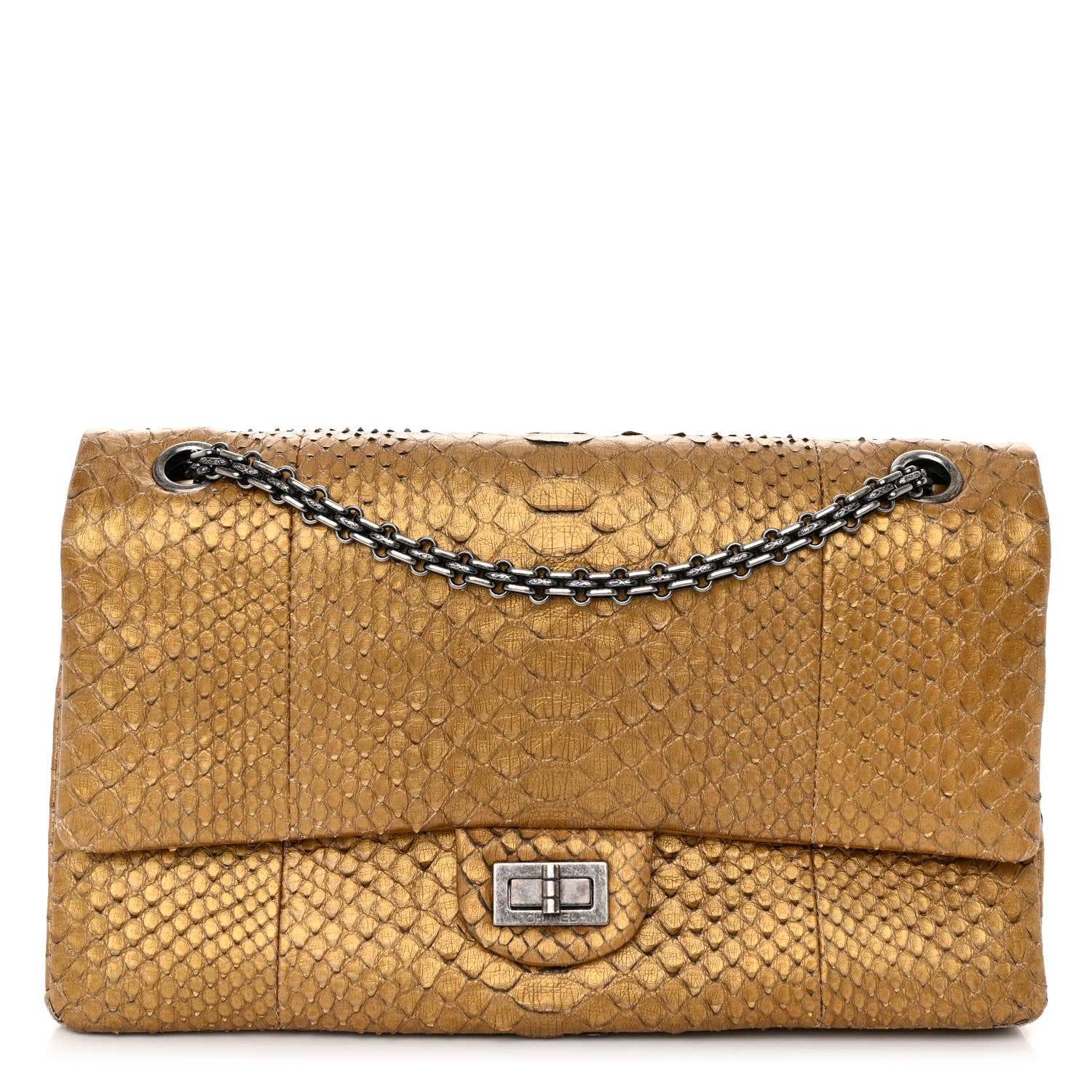 Chanel Metallic Snakeskin 2.55 Reissue 226 Flap Gold 1 of 13