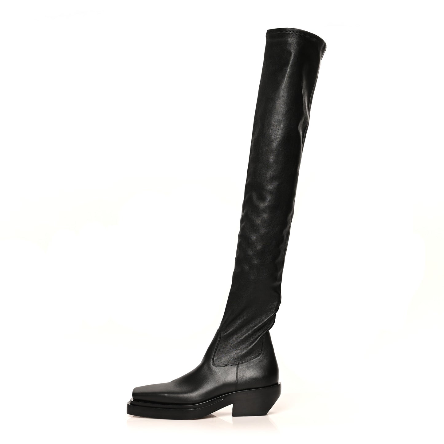 Calfskin Nappa Lean Over The Knee Boots 38 Black