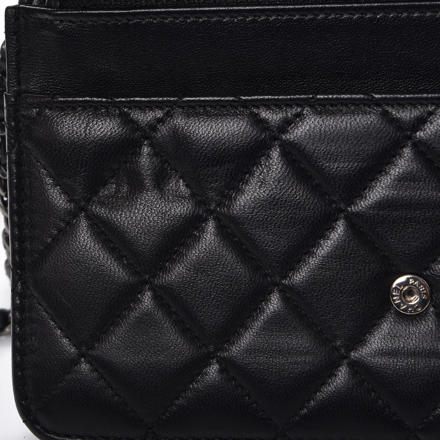 Lambskin Quilted Boy Wallet On Chain WOC Black