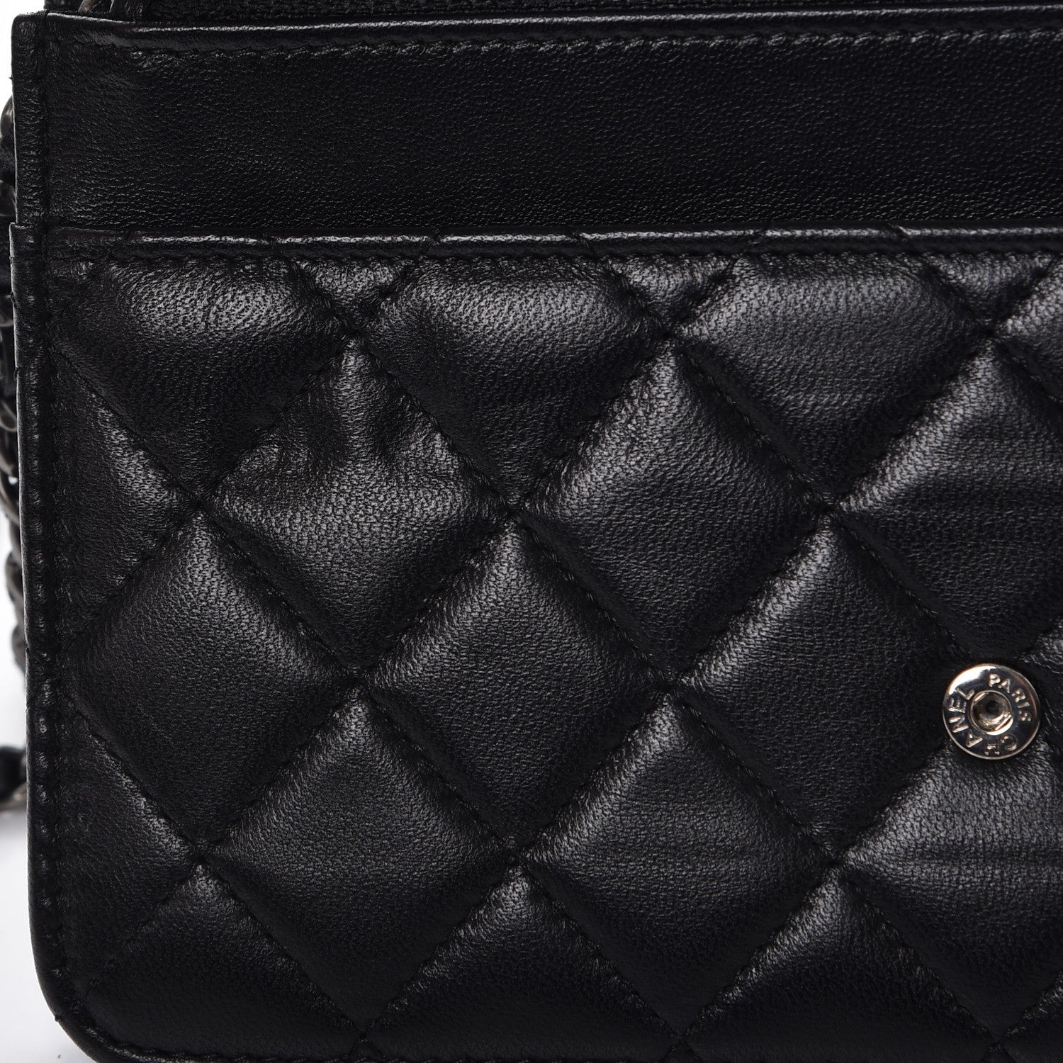 Chanel Lambskin Quilted Boy Wallet On Chain WOC Black 9 of 10