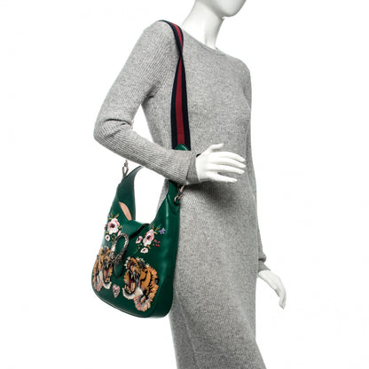 Gucci Calfskin Web Embroidered Small Dionysus Hobo Emerald Green 2 of 7