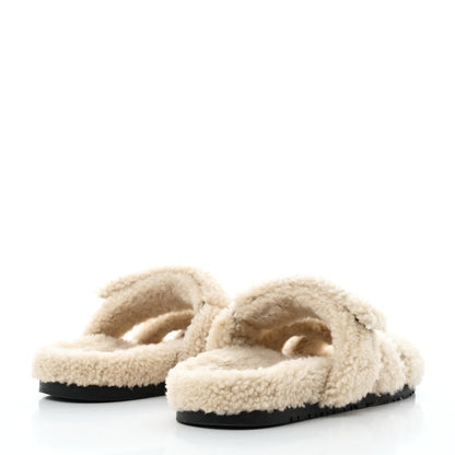 Hermes Woolskin Womens Chypre Sandals 39 Ecru 4 of 9