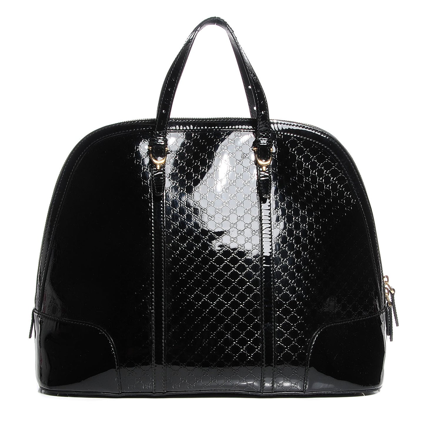 Patent Microguccissima Large Nice Top Handle Dome Bag Black