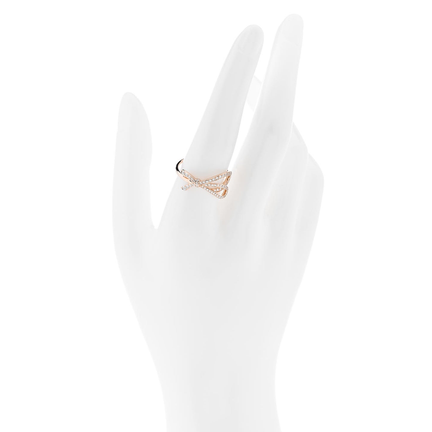 18K Rose Gold Diamond Bow Ring 58 8.25