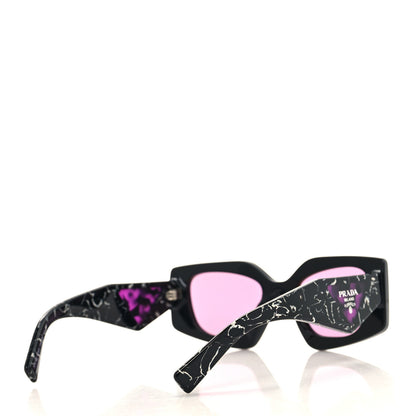 Prada Acetate Square Sunglasses SPR 15Y Black Dark Violet 4 of 7