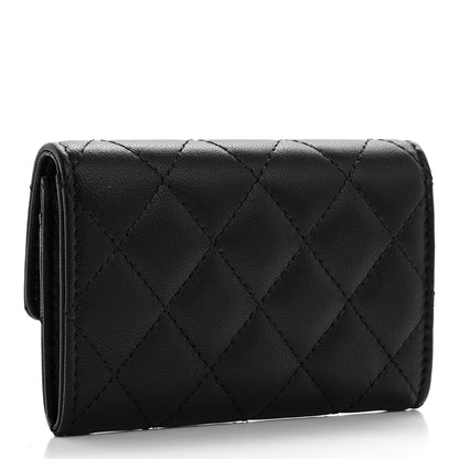 Chanel Lambskin Pearl Enamel Quilted Flap Card Holder Black 3 of 8