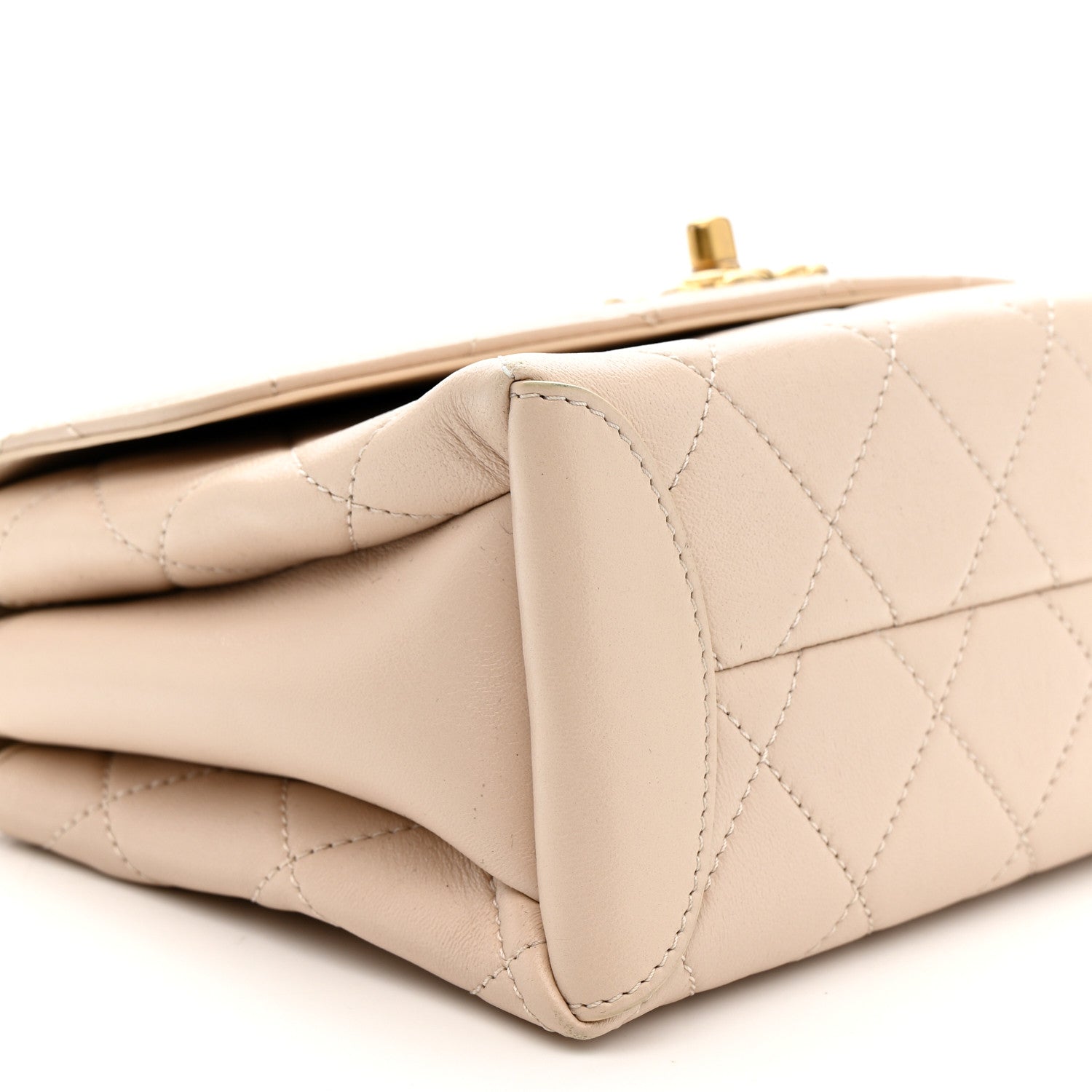Chanel Lambskin Quilted Trendy Spirit Top Handle Flap Beige