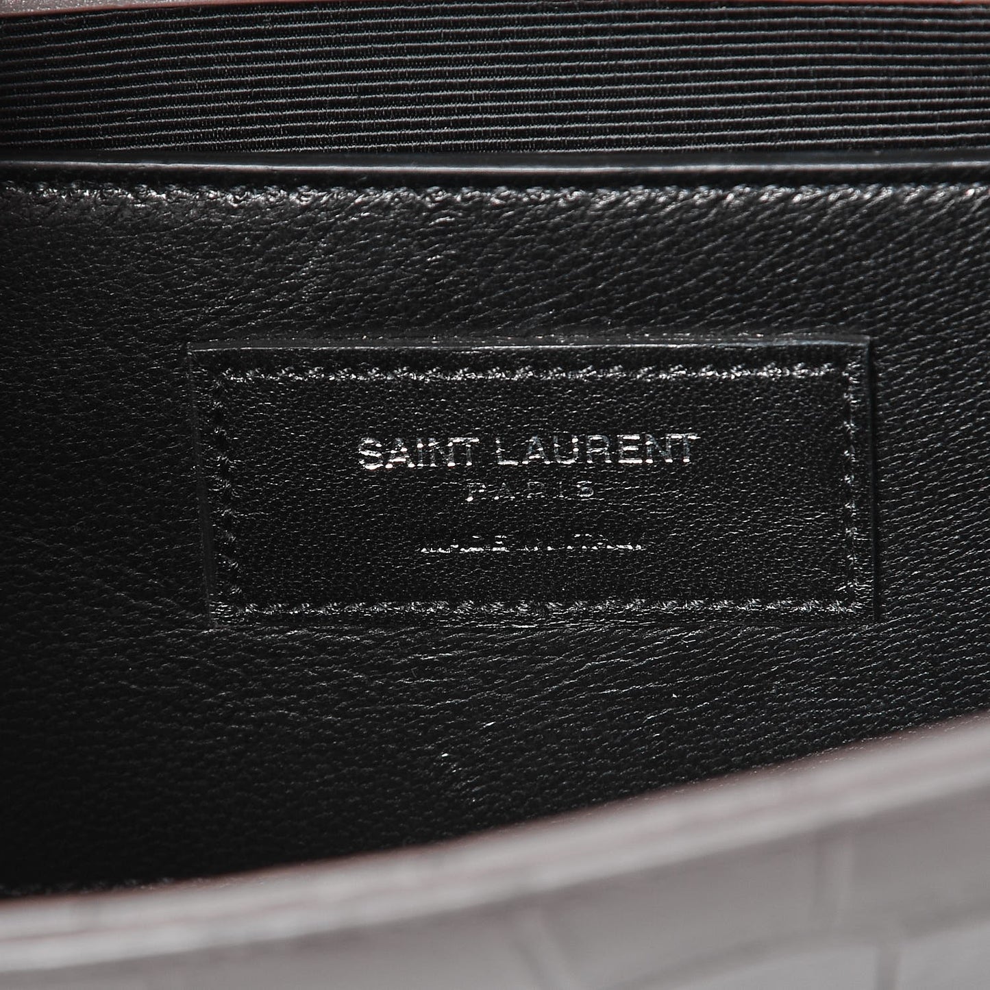 Croc Embosssed Calfskin Classic Kate Monogram Clutch Fog
