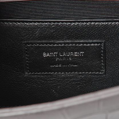 Saint Laurent Croc Embosssed Calfskin Classic Kate Monogram Clutch Fog 6 of 7