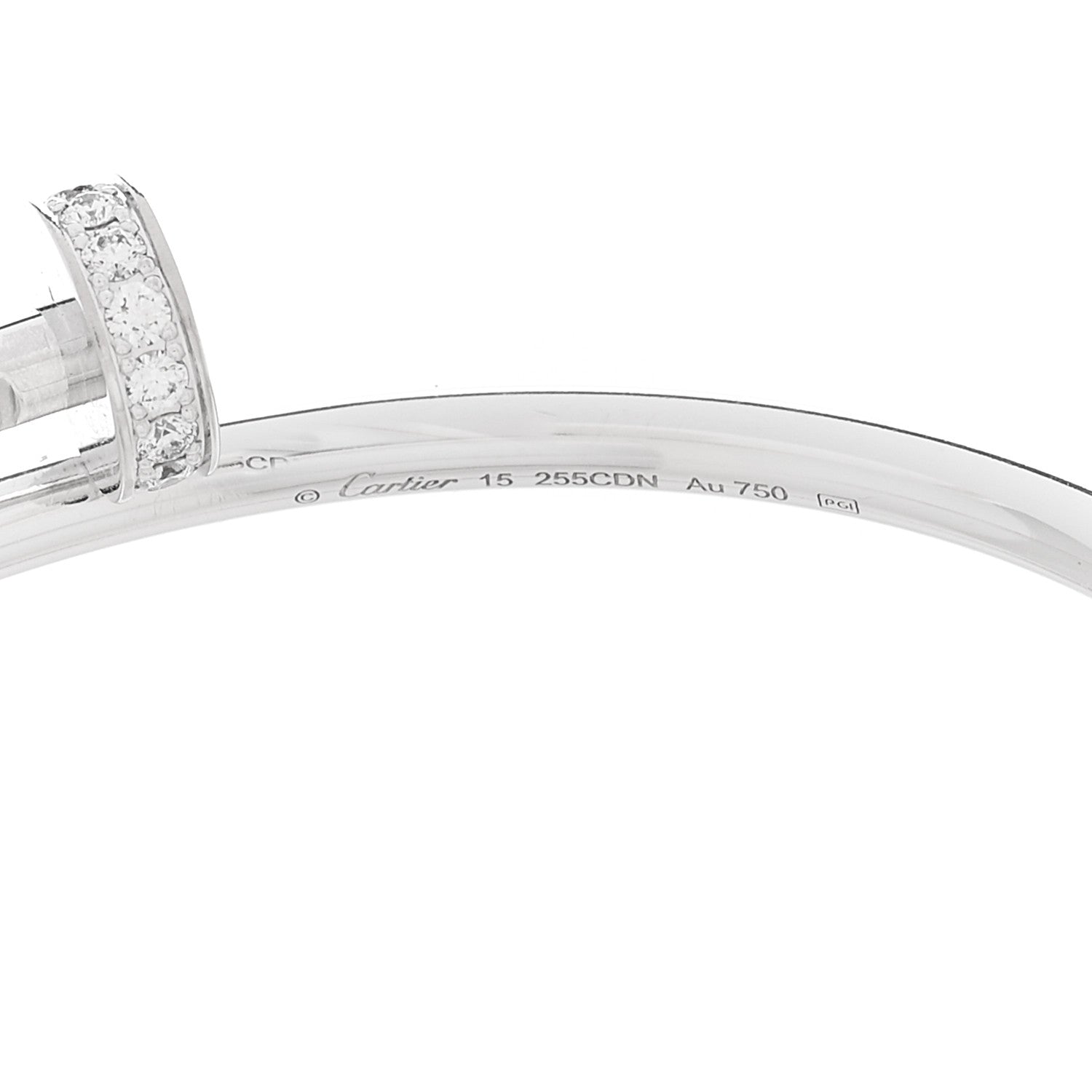 Cartier 18K White Gold Diamond Small Juste Un Clou Bracelet 15 4 of 5