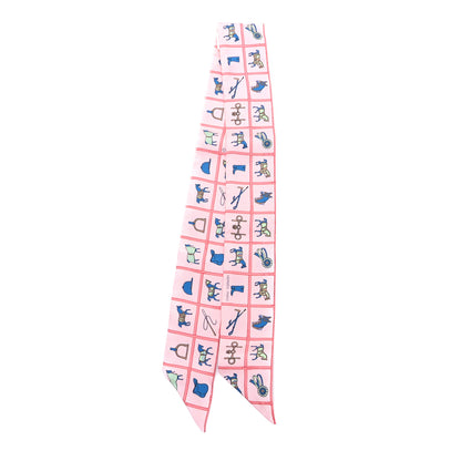 Hermes Silk Couvertures Et Tenues Twilly Rose Bleu Vert 2 of 3