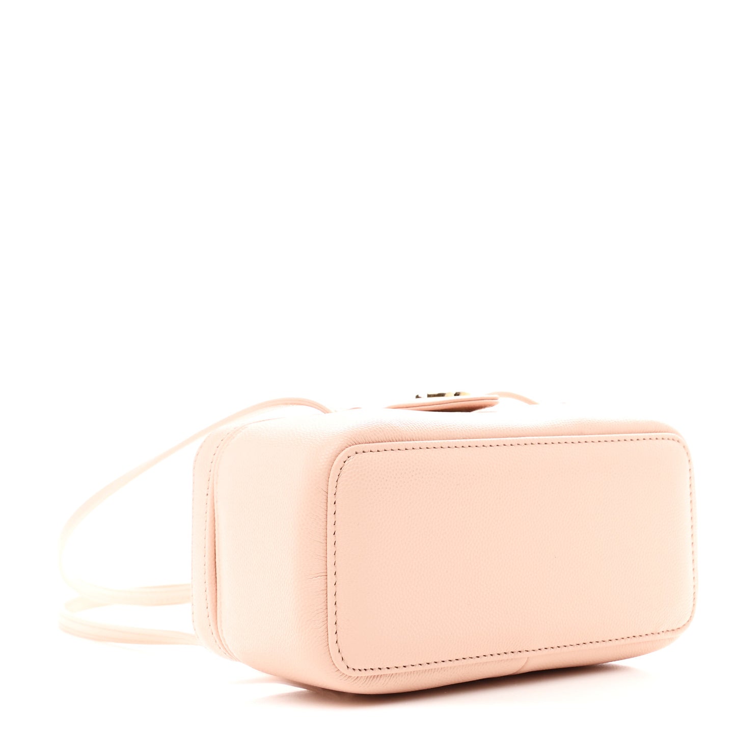 Shiny Caviar Preppy Coco Long Vanity With Strap  Light Pink