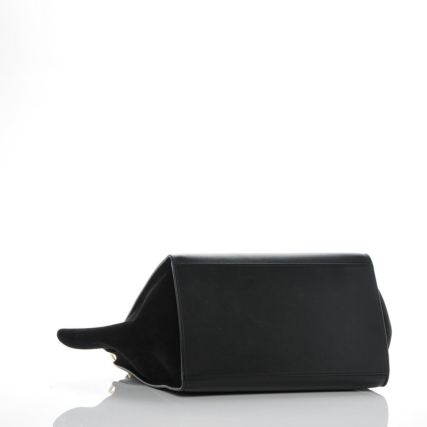 Crocodile Embossed Calfskin Suede Medium Trapeze Black