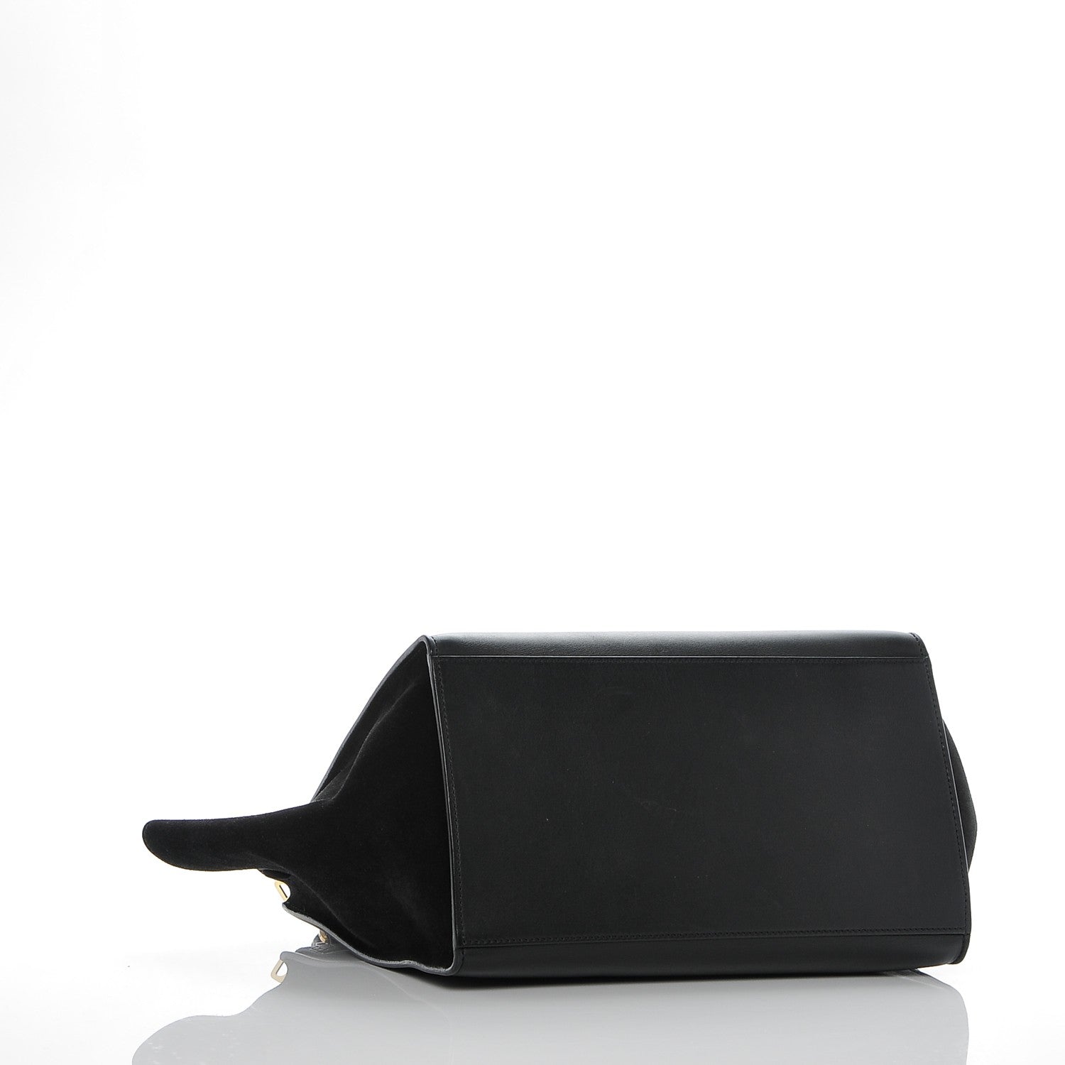 Celine Crocodile Embossed Calfskin Suede Medium Trapeze Black 4 of 6