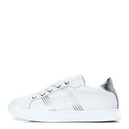 Hermes Calfskin Womens Advantage Sneakers 35 White Gris Argente 1 of 4