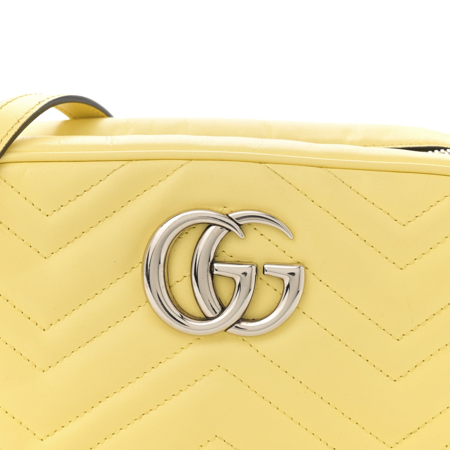 Gucci Calfskin Matelasse Small GG Marmont Chain Shoulder Bag Banana 8 of 15