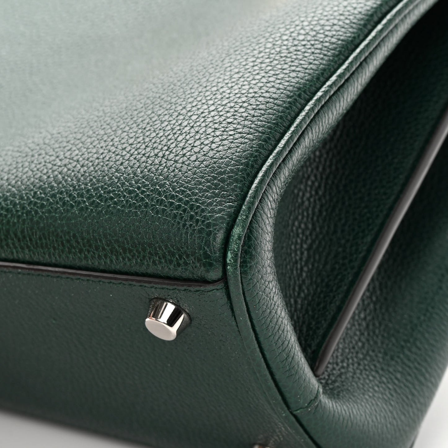 Grainy Calfskin Small Zumi Top Handle Bag Vintage Green