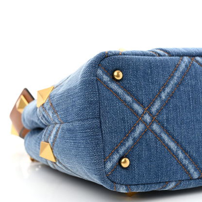 Valentino Garavani Denim Small Roman Stud The Handle Bag Light Denim Selleria 9 of 10