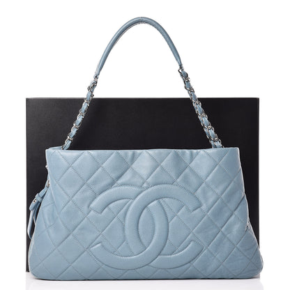 Chanel Caviar Quilted Expandable Zip Shoulder Bag Blue 10 of 10