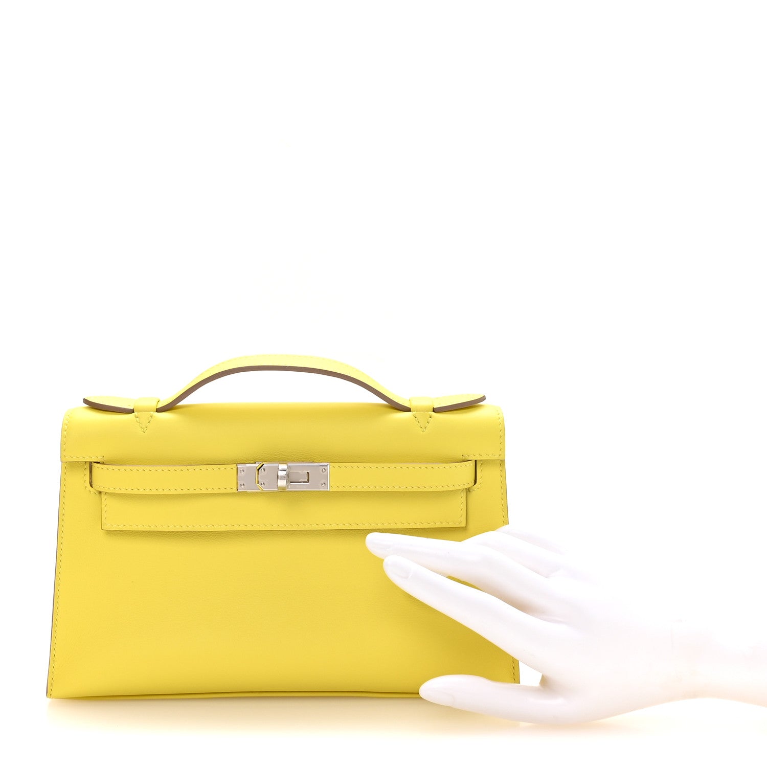 Hermes Swift Kelly Pochette Clutch Lime 2 of 8