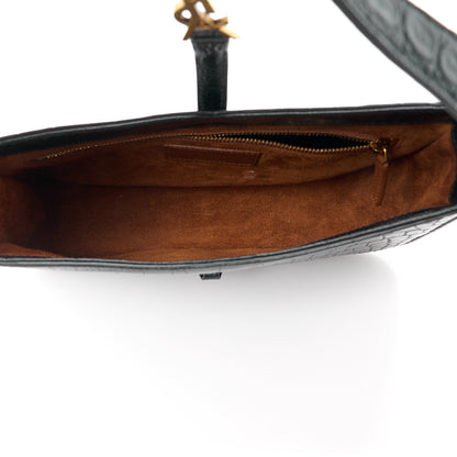 Saint Laurent SAINT LAURENT Calfskin Crocodile Embossed LE 5 A 7 Hobo Black 5 of 9