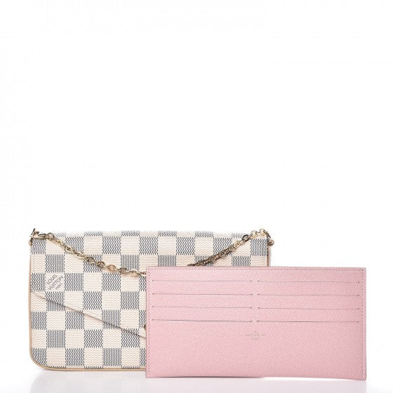 Louis Vuitton Damier Azur Pochette Felicie Chain Wallet Rose Ballerine 5 of 13