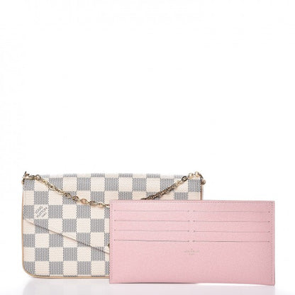Louis Vuitton Damier Azur Pochette Felicie Chain Wallet Rose Ballerine 5 of 13