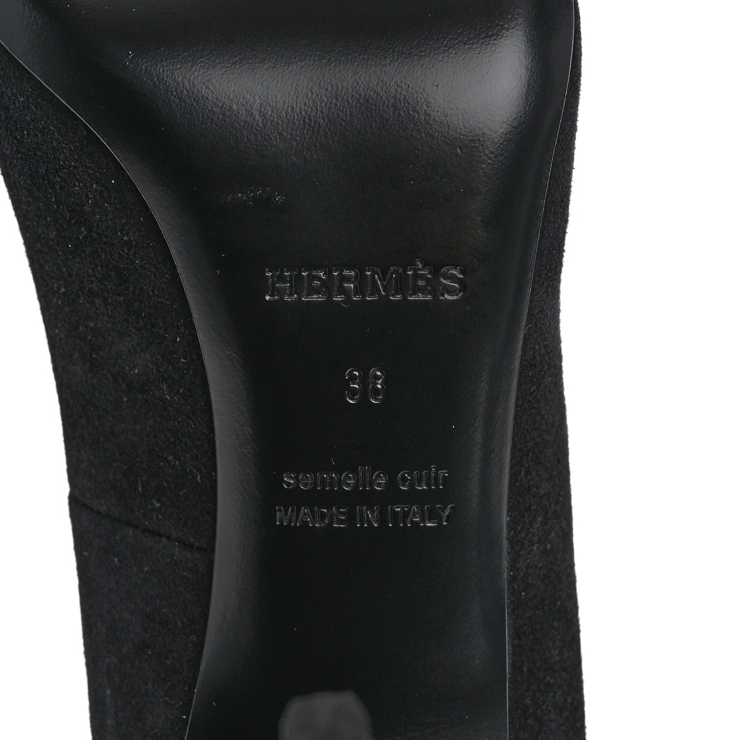 Hermes Suede Goatskin Victoire 90 Pumps 38 Black 8 of 9