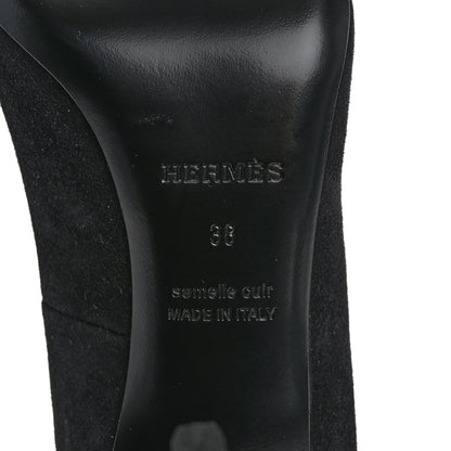 Hermes Suede Goatskin Victoire 90 Pumps 38 Black 8 of 9