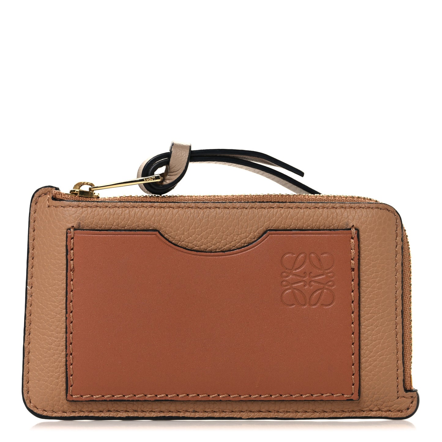 Soft Grained Calfskin Coin Card Holder Toffee
