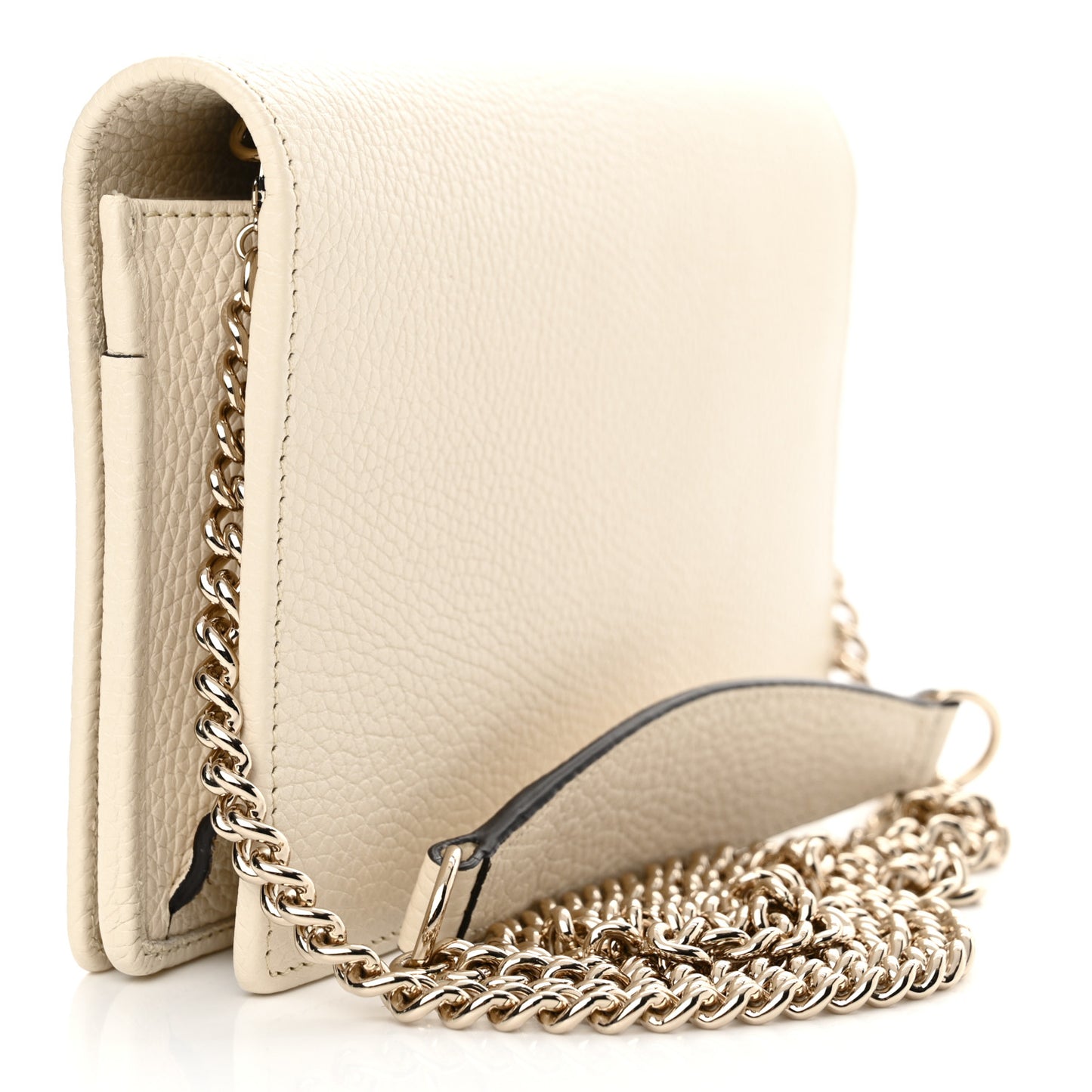 Pebbled Calfskin Soho Wallet on Chain Ivoire