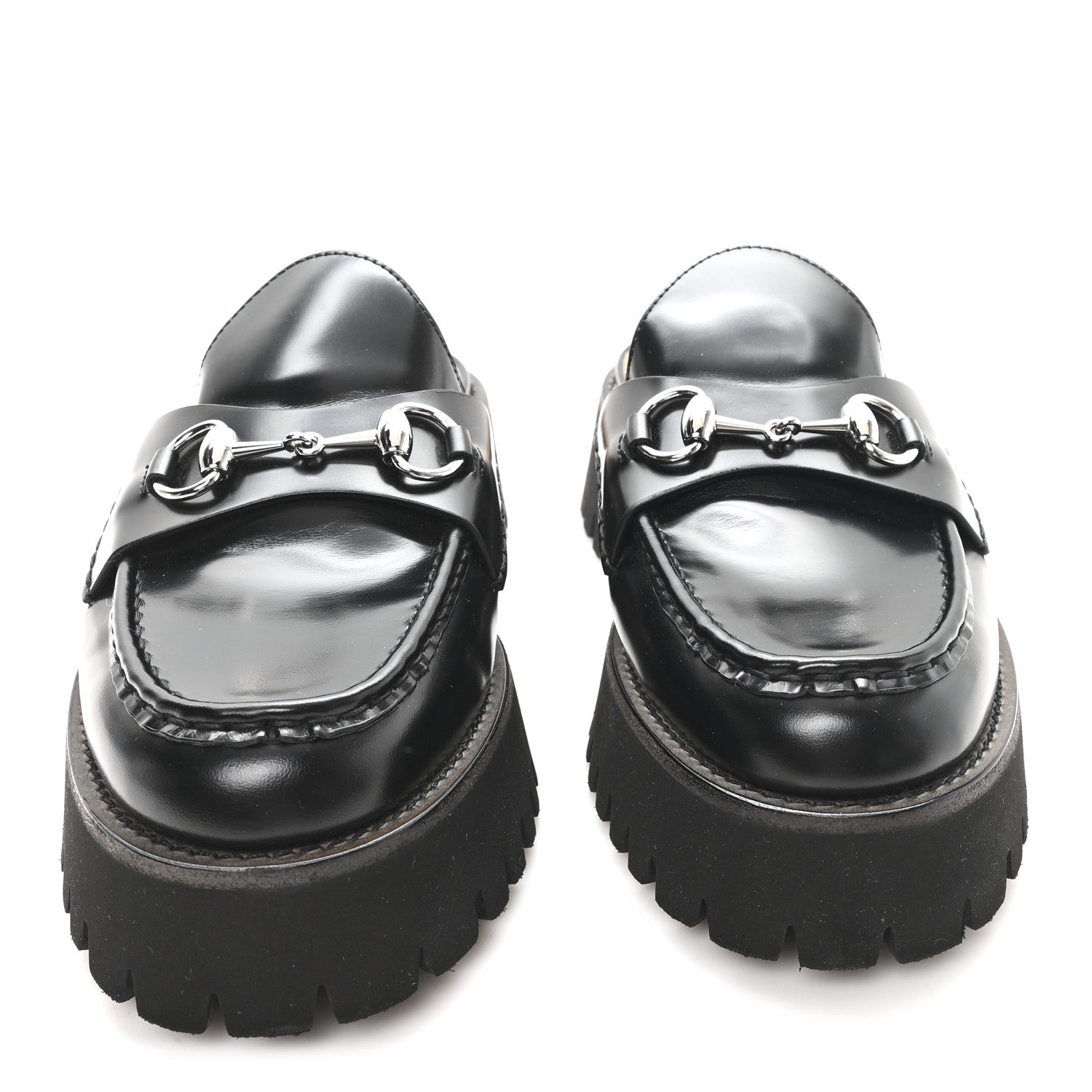 Gucci Magnum Calfskin Womens Horsebit Platform Mules 41 Black 3 of 9