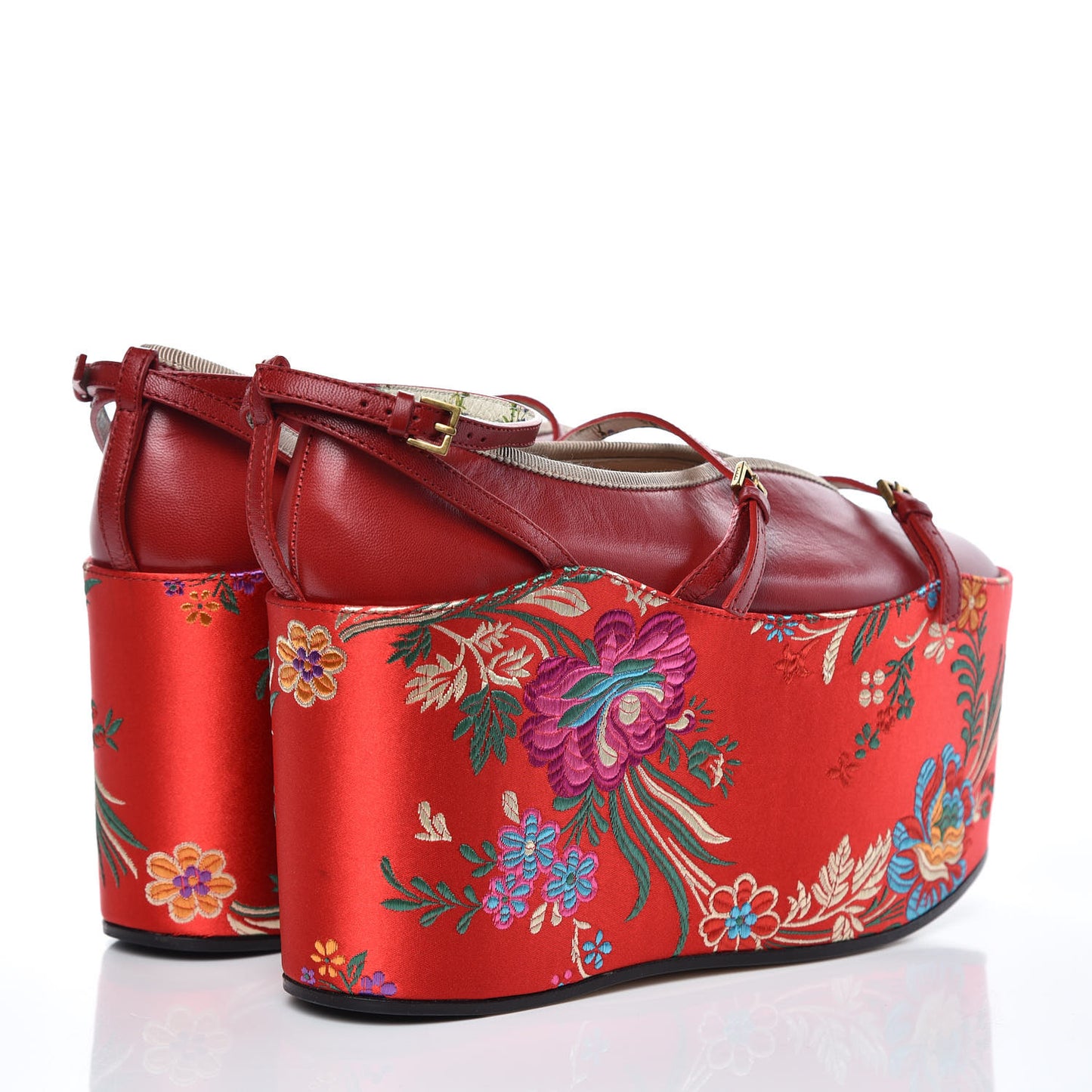 Malaga Kid Silk Hannelore Detachable Platform Slide 37 Hibiscus Red