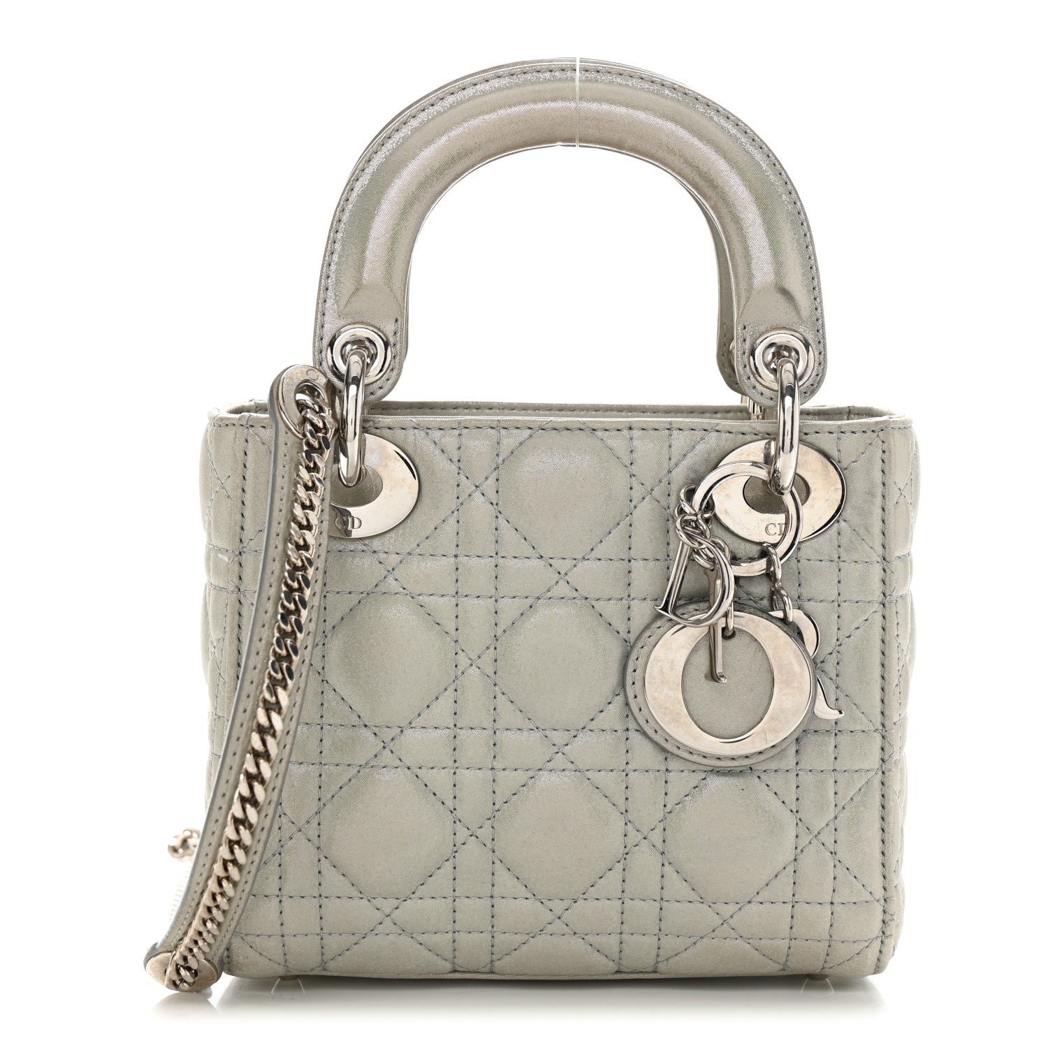 Christian Dior Metallic Nubuck Cannage Mini Lady Dior Silver 1 of 11