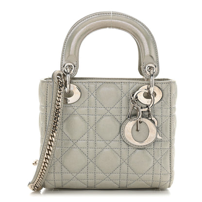 Christian Dior Metallic Nubuck Cannage Mini Lady Dior Silver 1 of 11