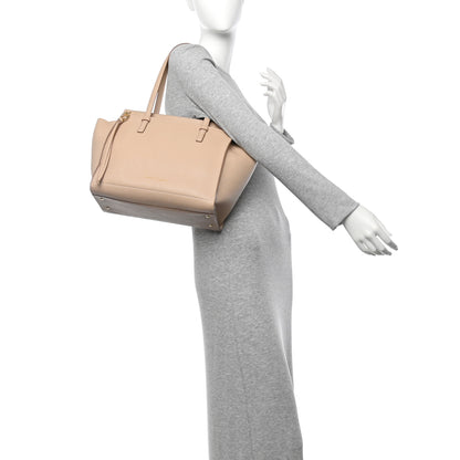 Salvatore Ferragamo Hammered Calfskin Double Handle Medium Amy Tote New Bisque 2 of 12