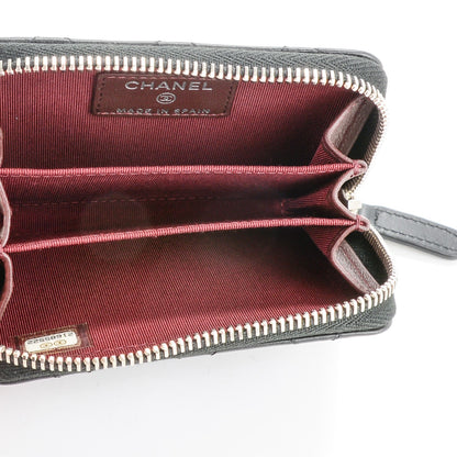 Chanel Lambskin Quilted Zip Around Coin Purse Wallet Black 5 of 7