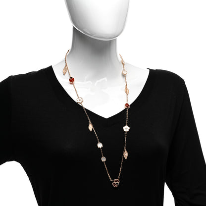 Van Cleef & Arpels 18K Rose Gold Mother of Pearl Carnelian Onyx 15 Motifs Lucky Spring Long Necklace 2 of 5