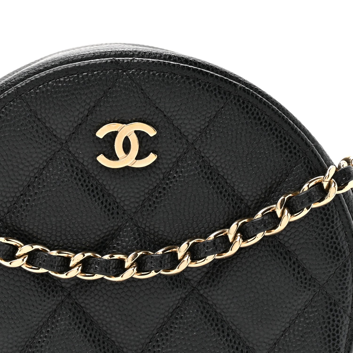 Chanel Caviar Quilted Round Clutch With Chain Black 8 of 12