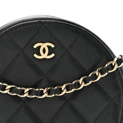 Chanel Caviar Quilted Round Clutch With Chain Black 8 of 12