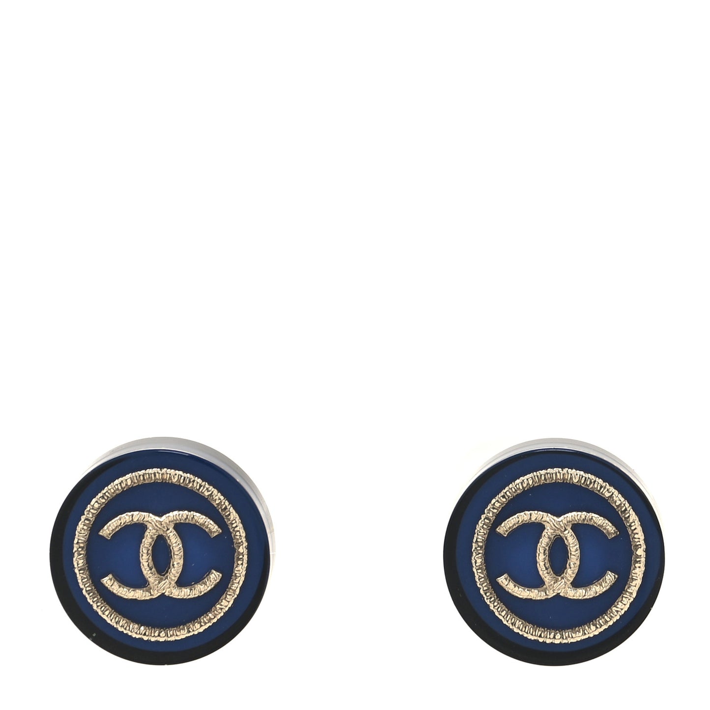 Resin CC Round Earrings Blue