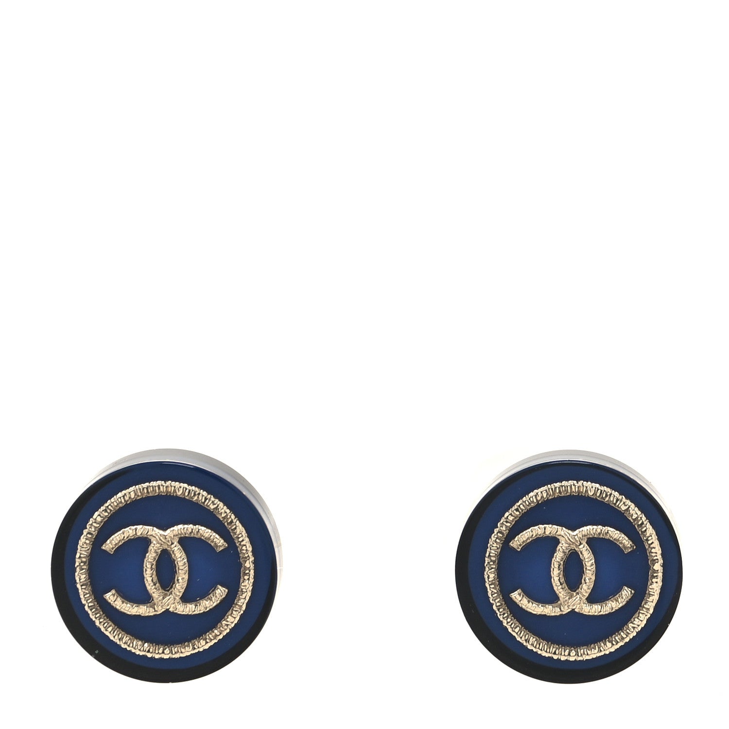Chanel Resin CC Round Earrings Blue 1 of 4