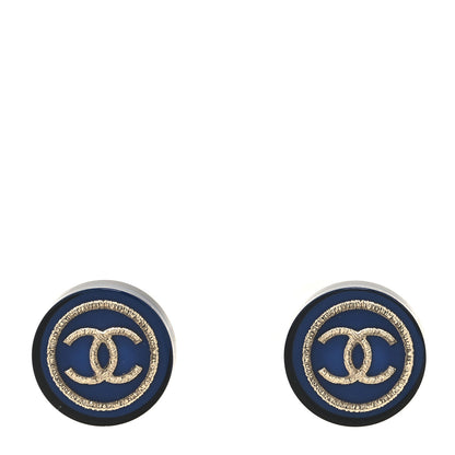 Chanel Resin CC Round Earrings Blue 1 of 4