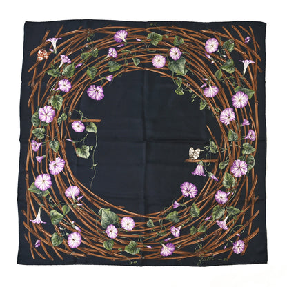 Gucci Silk Floral Print Scarf Black Multicolor 1 of 3