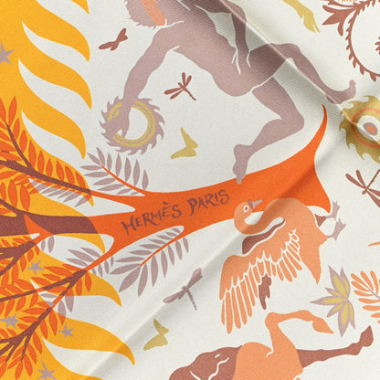 Hermes Silk La Charme D Orphee Scarf 90 Bouton D'or Creme 4 of 7