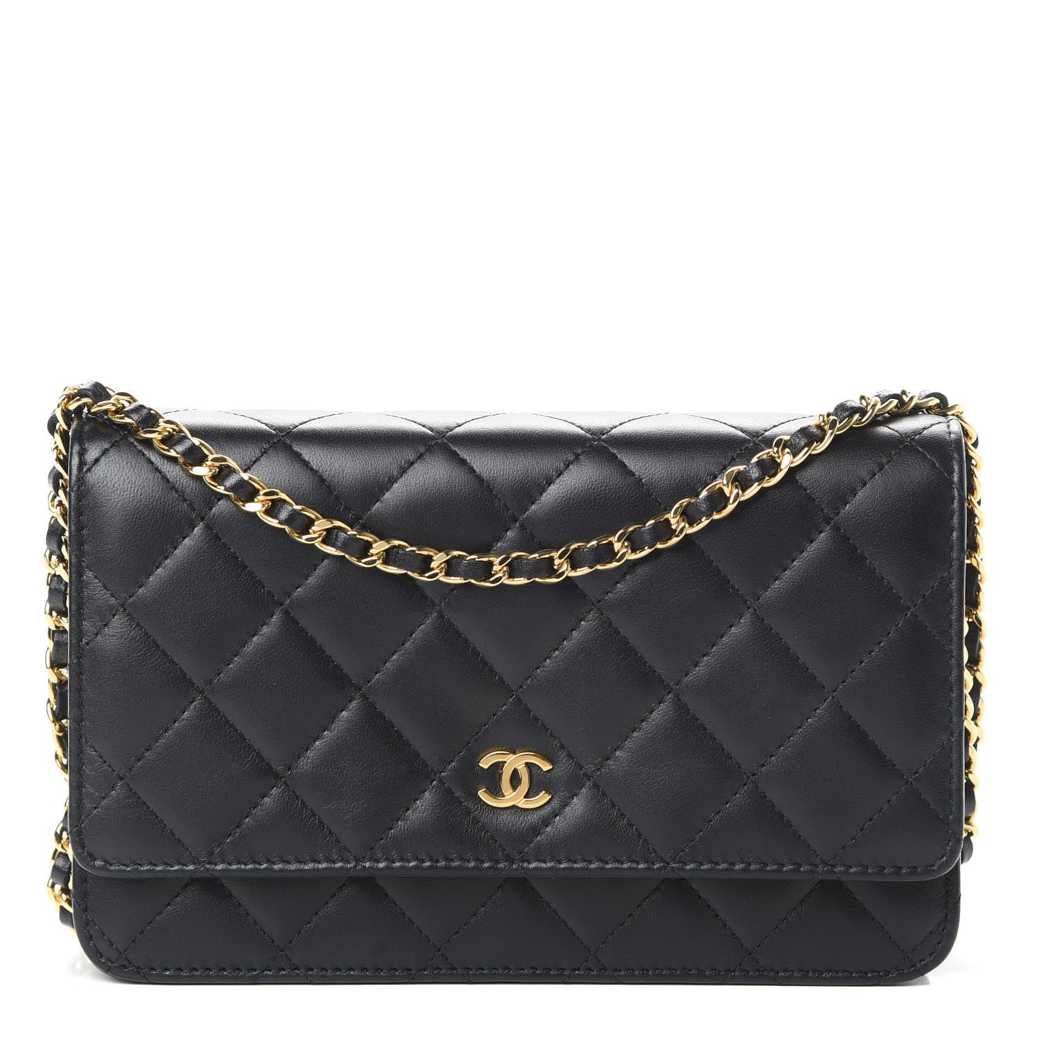 Chanel Lambskin Quilted Wallet On Chain WOC Black 1 of 16