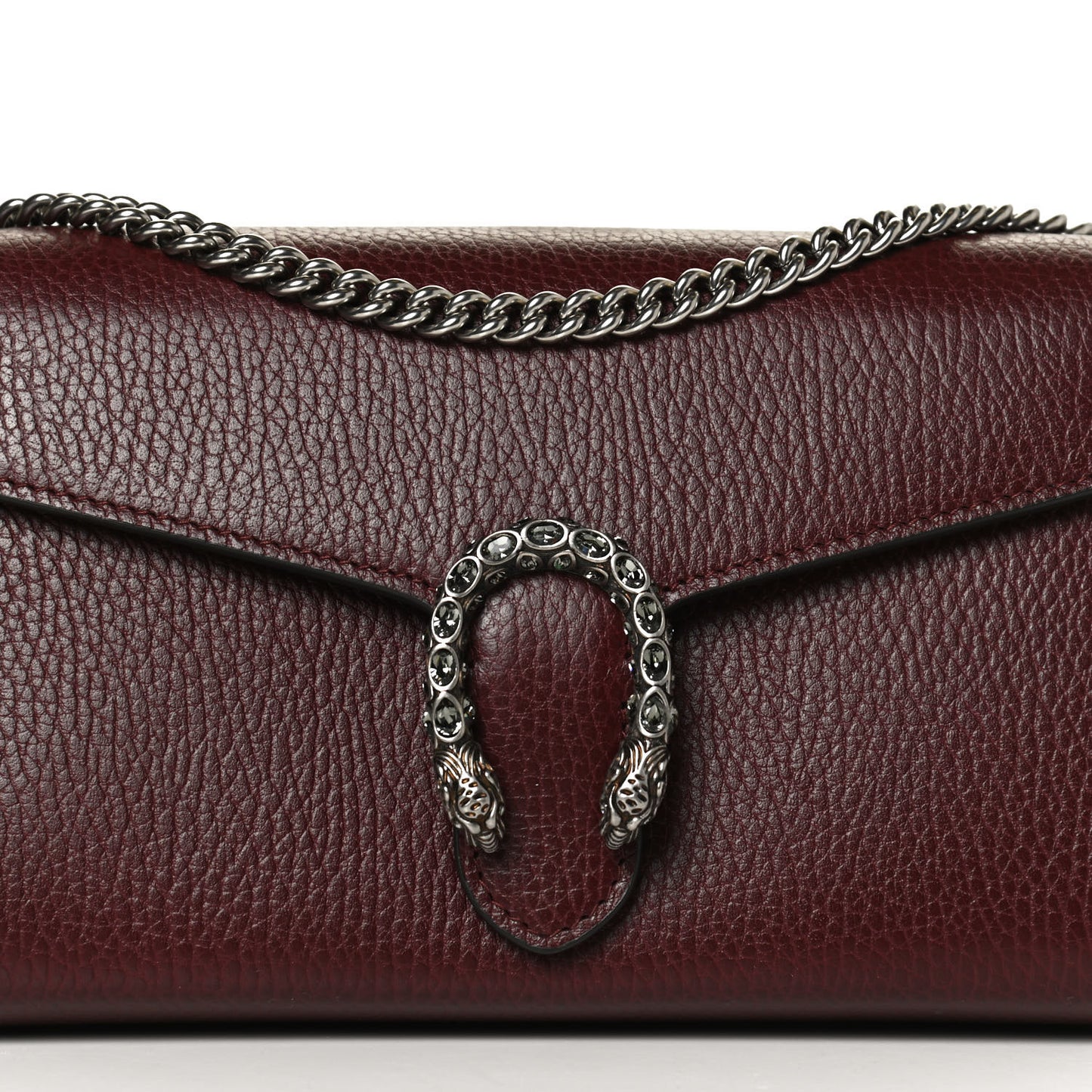 Dollar Calfskin Crystal Mini Dionysus Chain Wallet Vintage Bordeaux