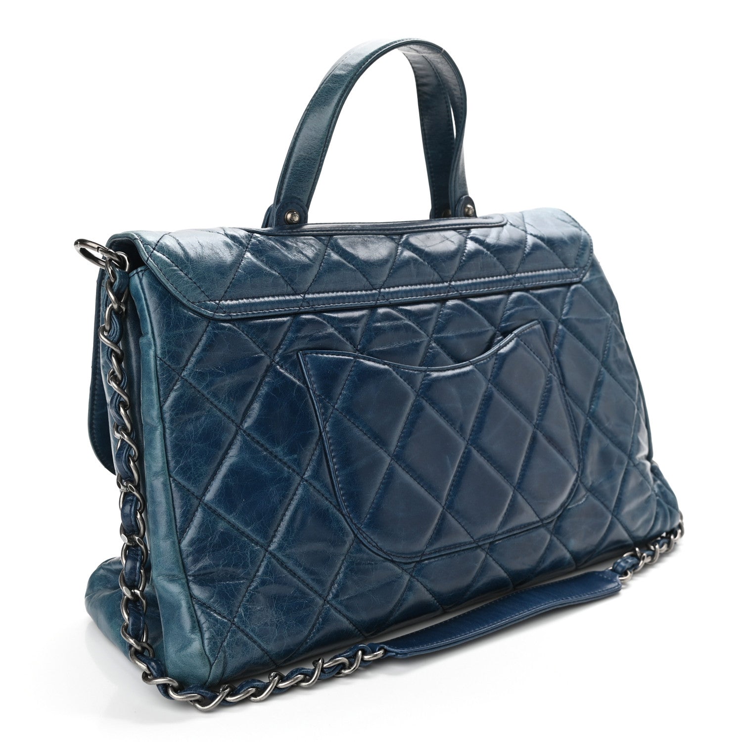 Chanel Glazed Calfskin Boy Satchel Flap Blue 3 of 11